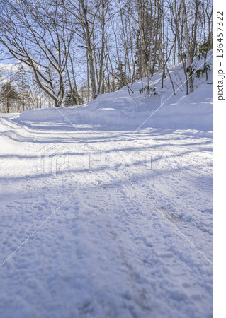 北海道の雪道 136457322