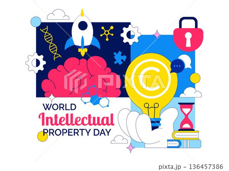 World Intellectual Property Day Vector Illustration on April 26 Featuring Brain and Light Bulb for Innovation, Ideas, and Creativity Background World Intellectual Property Day Vector Illustration on April 26 Featuring Brain and Light Bulb for Innovation, Ideas, and Creativity Background 136457386