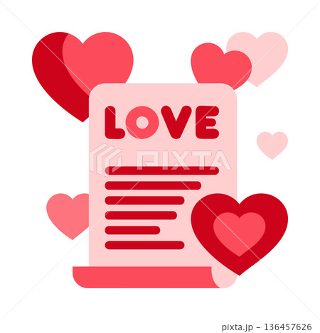 Romantic love note, Lovethemed stationery design with layered heart illustrations and text 136457626