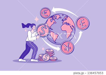 Global money transfer and currency exchange...のイラスト素材 [136457853] - PIXTA