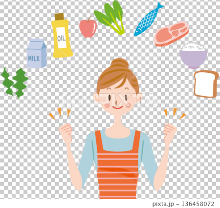 A housewife who thinks about nutritional balance and meals A housewife who thinks about nutritional balance and meals 136458072