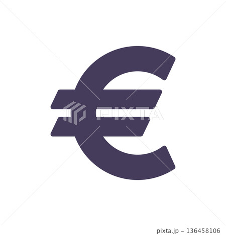 Solid euro currency symbol icon represents European money finance eurozone economy sign for EU economy wealth and financial markets 136458106