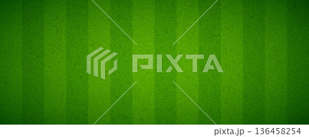Green grass field concept background. Abstract striped turf effect texture. Artificial sport field surface design for football, baseball, soccer game. Golf lawn imitation ground wallpaper. Vector 136458254