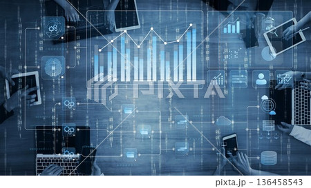Data flow from database and cloud to processing and analytics dashboards Marrow 136458543