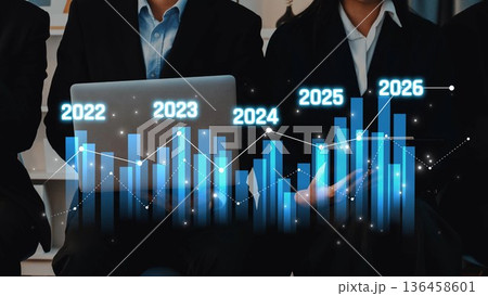 Growth Analysis and Future Projections for Business Development Using Data Visualization Charts in Professional Environment. Raster Growth Analysis and Future Projections for Business Development Using Data Visualization Charts in Professional Environment. Raster 136458601