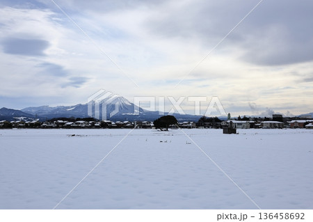 冬の大山と田園風景 5 冬の大山と田園風景 5 136458692