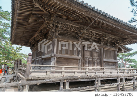 Zuiganji Godaido or National Treasure, a temple building on a small island in Matsushima Bay in Matsushima, Miyagi Prefecture, Tohoku, Japan. Landmark and famous Vacation 136458706