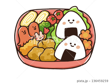 お弁当のイラスト(ピンク) お弁当のイラスト(ピンク) 136459259