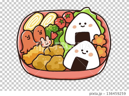お弁当のイラスト(ピンク) お弁当のイラスト(ピンク) 136459259