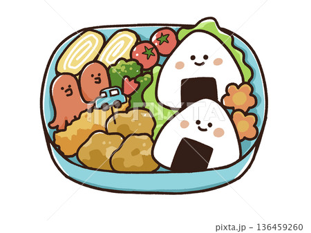 お弁当のイラスト（ブルー＿） 136459260