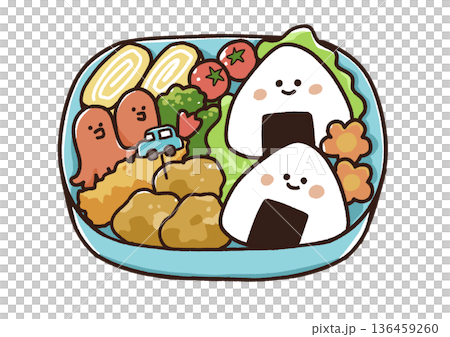お弁当のイラスト（ブルー＿） 136459260