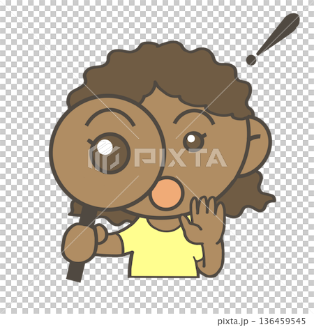 Black girl makes discovery with magnifying glass 136459545