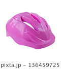 Bright pink children's bicycle helmet isolated on white background - child safety and protection concept. 136459725
