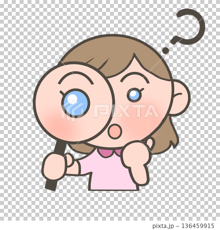 拿著放大鏡的好奇的白人女孩 136459915