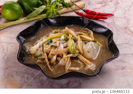 Asian Bamboo shoots traditional soup 136460133