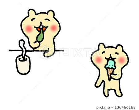おやつを食べるかわいいリスのイラスト おやつを食べるかわいいリスのイラスト 136460168