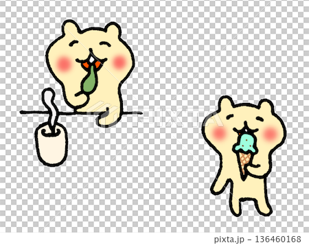 一隻可愛的小松鼠正在吃零食的插圖 136460168