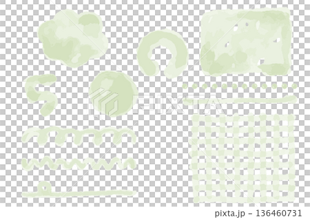 若草色の水彩あしらい素材セット 5月｜新緑・初夏・自然を感じるナチュラル装飾パーツ集 136460731