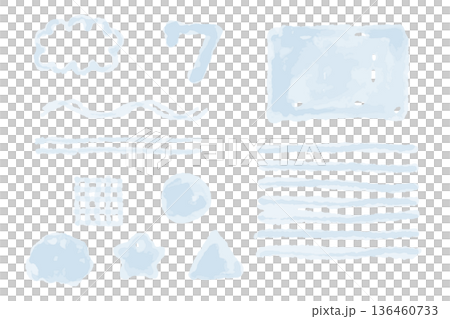 七月粉藍色水彩設計套裝 | 適合七夕、夏季和涼爽季節的自然裝飾圖案 136460733
