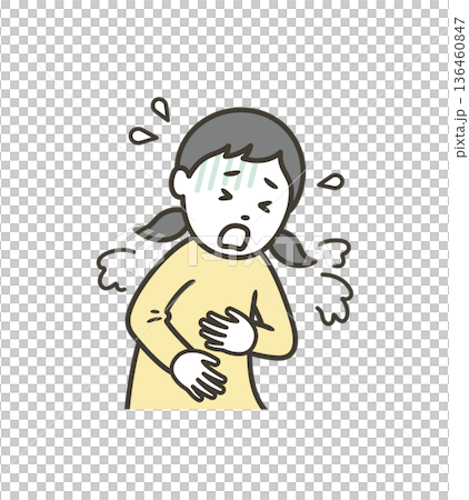 一名女孩因諾羅病毒或食物中毒而感到噁心嘔吐 136460847