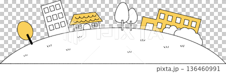 Monochrome background with houses and buildings 136460991
