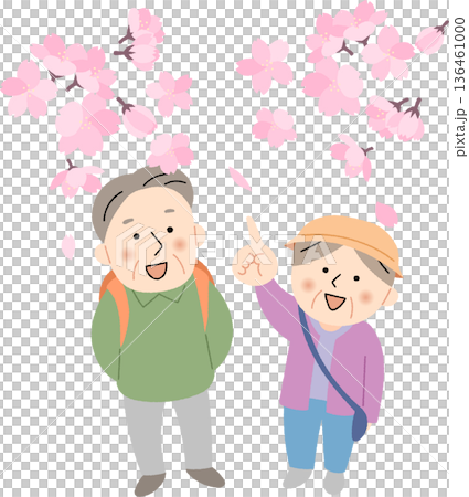 老人們在櫻花樹下漫步 136461000