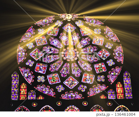 シャルトル大聖堂の美しいステンドグラス 136461004