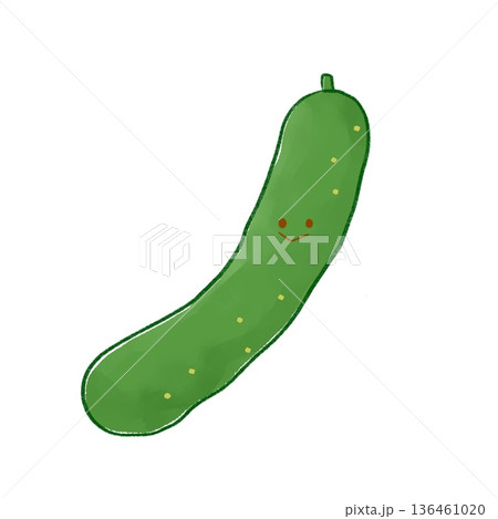 にっこりみどり野菜|きゅうり(緑線画) にっこりみどり野菜|きゅうり(緑線画) 136461020