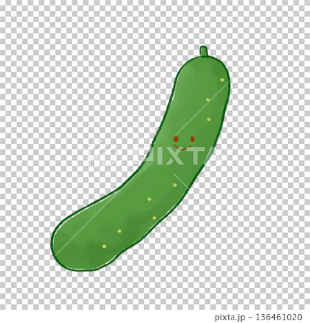 にっこりみどり野菜|きゅうり(緑線画) にっこりみどり野菜|きゅうり(緑線画) 136461020
