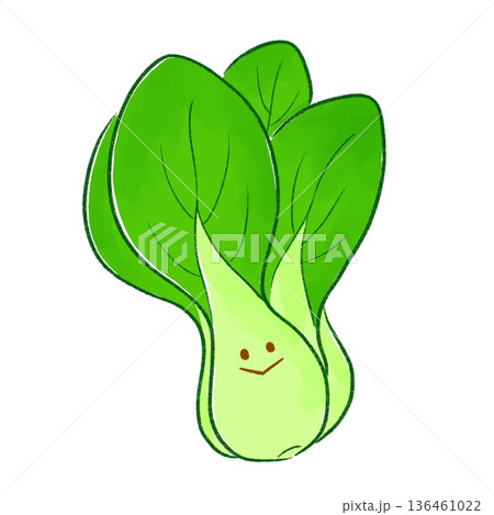 にっこりみどり野菜｜チンゲン菜(緑線画) 136461022