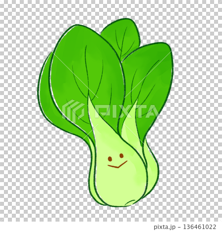にっこりみどり野菜｜チンゲン菜(緑線画) 136461022