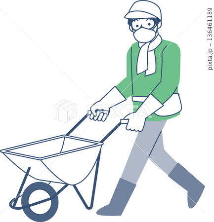 一輪車を押す男性 136461189