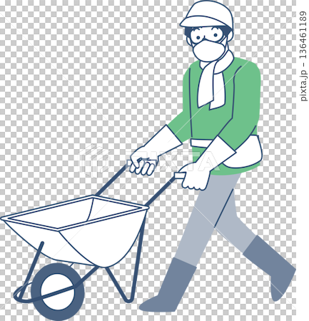 一輪車を押す男性 136461189