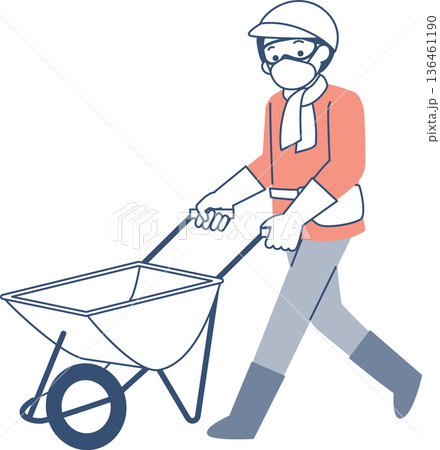 一輪車を押す女性 136461190