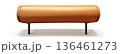 Modern minimalist orange leather cylindrical bench with pure white background 136461273