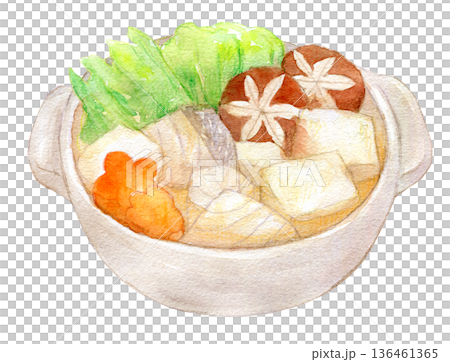 Watercolor illustration: Warm cod chirinabe 136461365