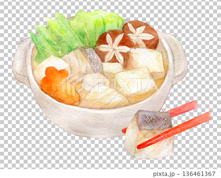 水彩イラスト　あたたかい鱈ちり鍋 136461367