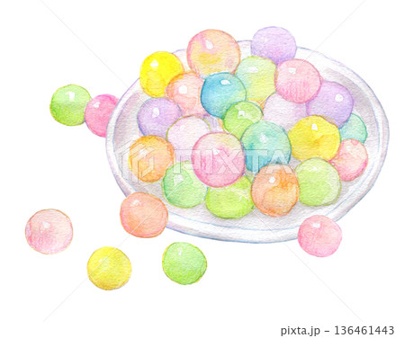 水彩イラスト おいり 水彩イラスト おいり 136461443