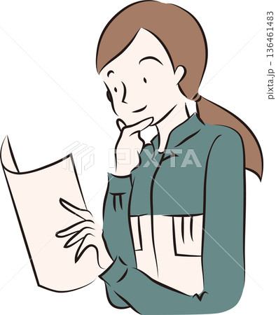 作業服を着た女性のイラスト　青色の制服 136461483