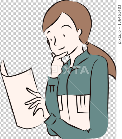 作業服を着た女性のイラスト　青色の制服 136461483