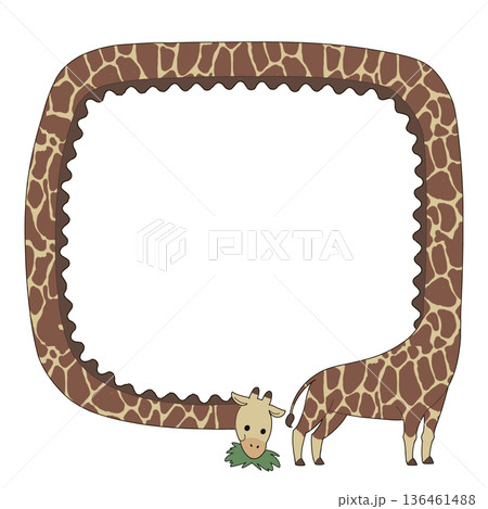 かわいいキリンのフレーム 136461488