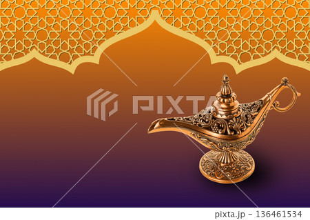 Decorative lantern with ornate details showcases Ramadan spirit 136461534