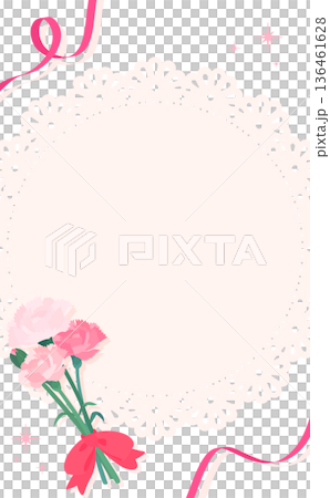 母親節蕾絲邊框_粉紅色文字,無背景_直式版 母親節蕾絲邊框_粉紅色文字,無背景_直式版 136461628