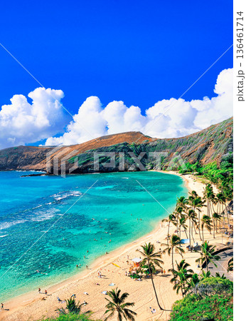ハナウマベイの美しいサンゴ礁の海 136461714