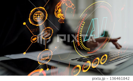 AI Brain Processing Data with Generative Artificial Intelligence Concept Thunk 136461842