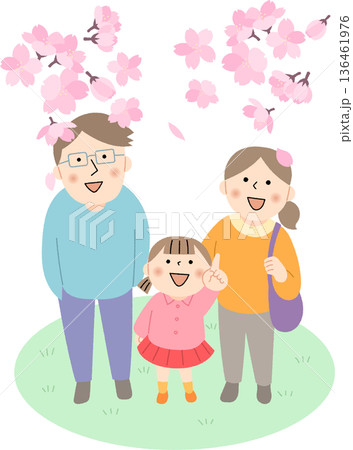 桜を見上げる若い家族 桜を見上げる若い家族 136461976
