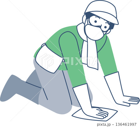 清掃をする男性 136461997