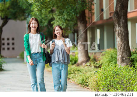 女子大学生 キャンパス 学校生活 女子大学生 キャンパス 学校生活 136462211