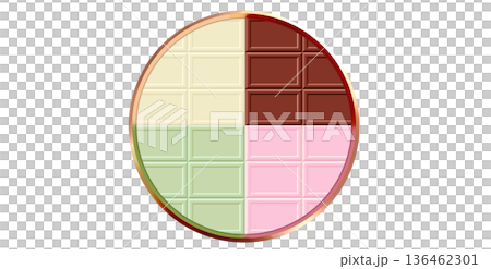 4種類のチョコレートの丸いフレーム 136462301