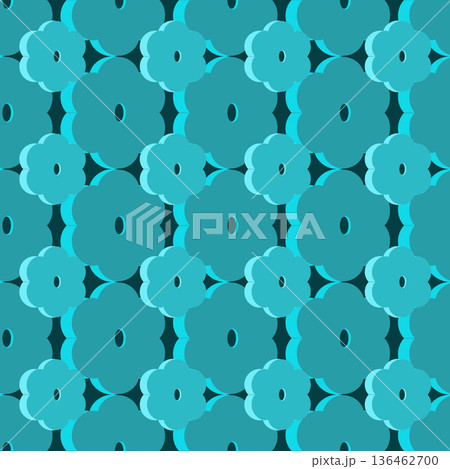 Floral geometric pattern with flowers in flat technique vector illustration 136462700